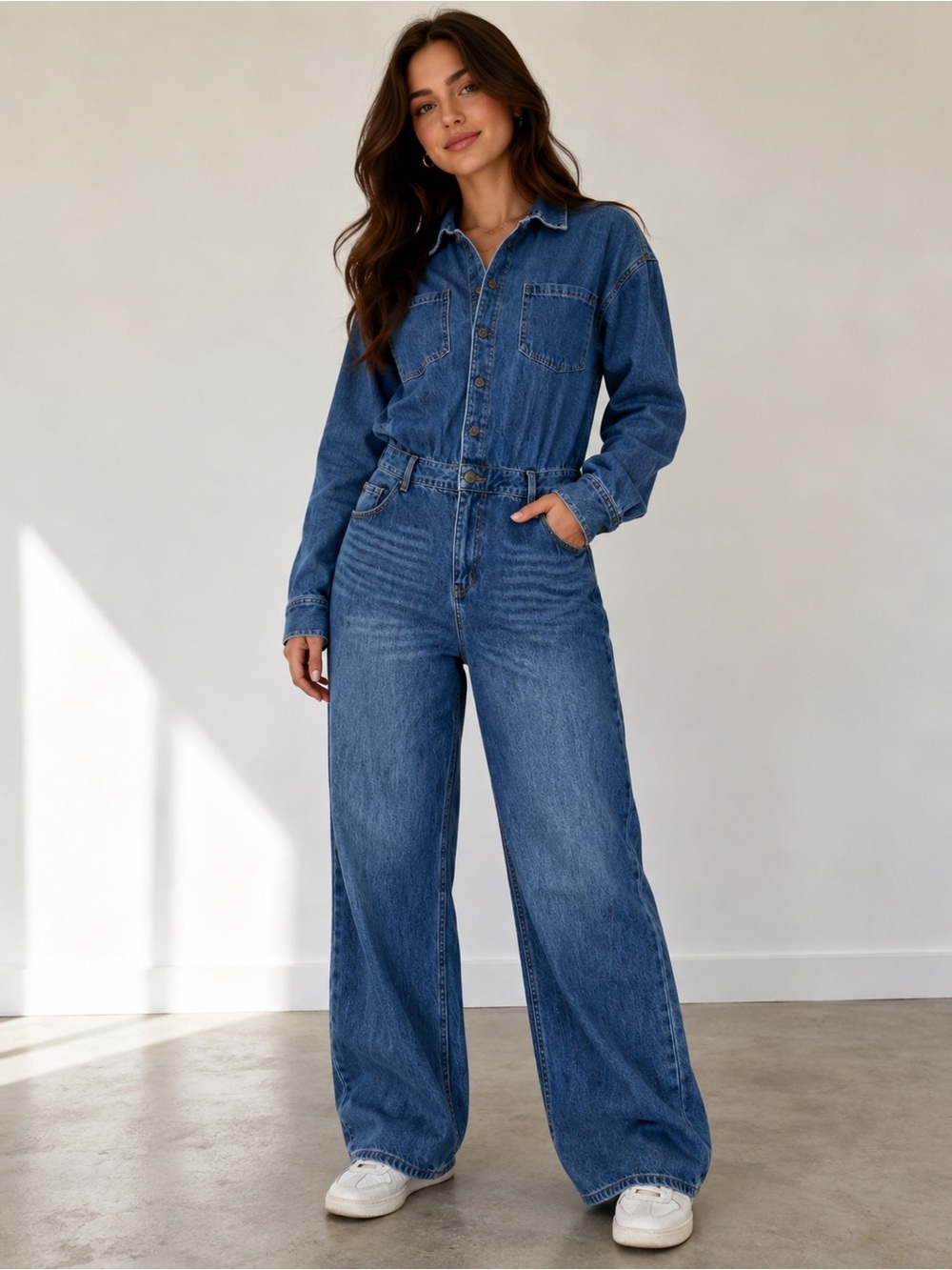 Fashion Nova Women's Wide-Leg Jeans in Blue Denim